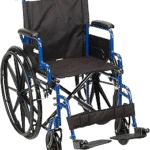 Blue Streak Wheelchair with flip-back arms and 20 inch seat - durable manual wheelchair for mobility assistance and daily use